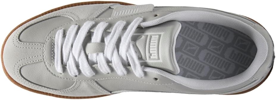PUMA Men's Palermo Sneakers White/Cool Light Gray/Gold - Retro Suede and Leather Upper, Iconic Terrace Style, Cushioned Comfort Shoes