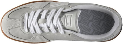PUMA Men's Palermo Sneakers White/Cool Light Gray/Gold - Retro Suede and Leather Upper, Iconic Terrace Style, Cushioned Comfort Shoes