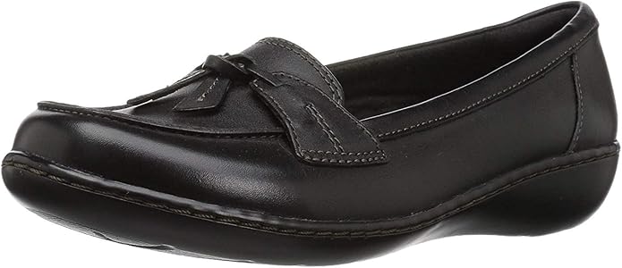Clarks Women’s Ashland Bubble Slip-On Loafers Black | Comfortable Dress Shoes