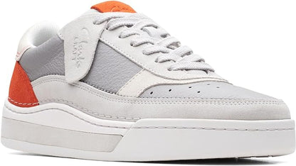 Clarks Craft Court Lace Mens Sneakers Grey Combi Leather Comfort Shoes
