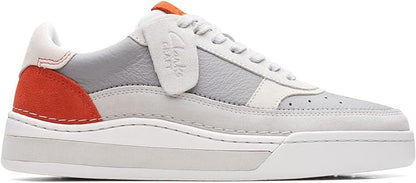 Clarks Craft Court Lace Mens Sneakers Grey Combi Leather Comfort Shoes