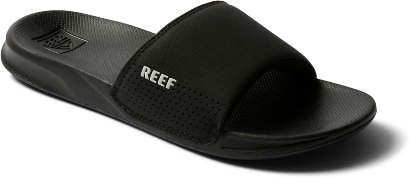 REEF One Slide Men's Sandal Black - Lightweight Water-Friendly Slides with Soft Cushion Footbed for Beach, Pool, and Everyday Wear