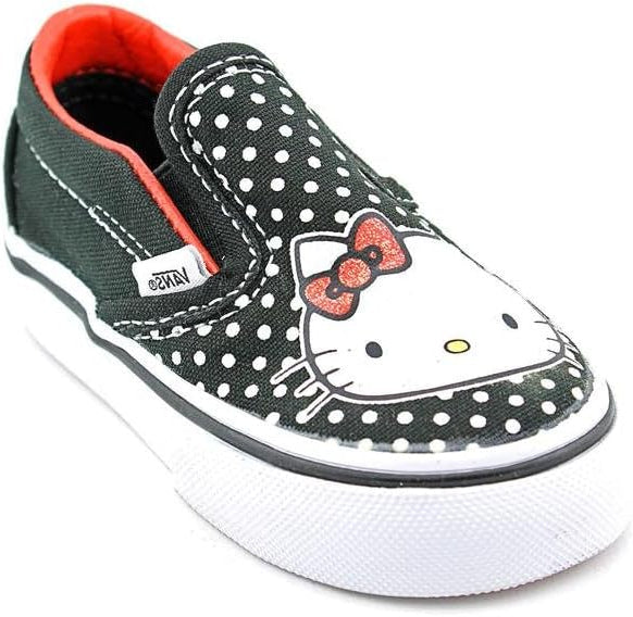 Vans Hello Kitty Toddler Canvas Slip on shoes, Black/Red