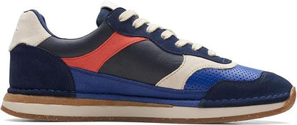 Clarks Mens Craftrun Tor Navy Leather Sneakers Comfort Shoes