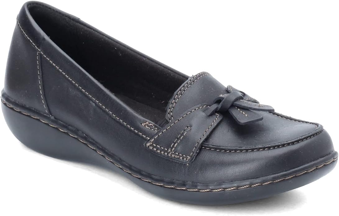 Clarks Women’s Ashland Bubble Slip-On Loafers Black | Comfortable Dress Shoes