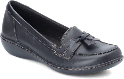 Clarks Women’s Ashland Bubble Slip-On Loafers Black | Comfortable Dress Shoes