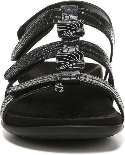 Vionic Amber Women's Orthotic Sandal – Black, Adjustable Straps, Arch Support, Comfort Fit
