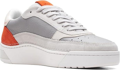 Clarks Craft Court Lace Mens Sneakers Grey Combi Leather Comfort Shoes