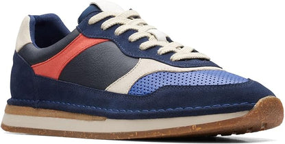 Clarks Mens Craftrun Tor Navy Leather Sneakers Comfort Shoes