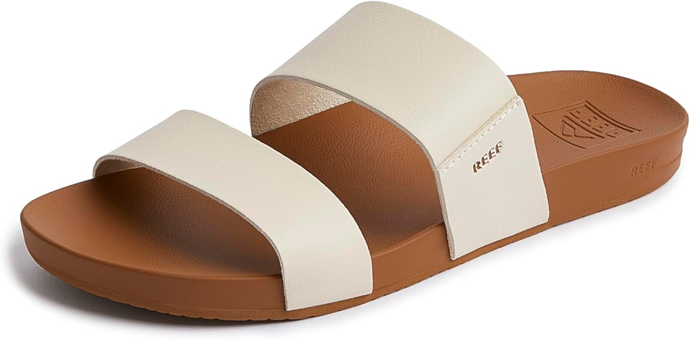 REEF Cushion Vista Women's Fashion Slide Sandal, Vintage - Ultra Soft Cushion Footbed, Vegan Leather Strap, Stylish Comfort Slides