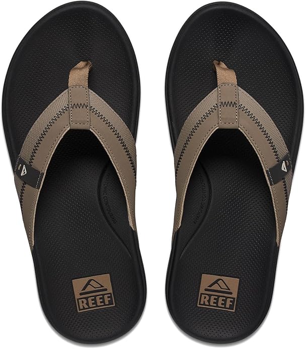 REEF Cushion Phantom 2.0 Men’s Flip Flop Fossil/Raven – Ultra Soft Cushion Footbed, Arch Support, Water-Friendly Sandals