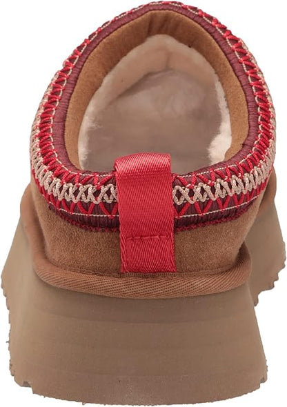 UGG Women's Tazz Slipper – Chestnut Suede Platform, UGG pure™ Wool Lining, Cozy Indoor/Outdoor Comfort