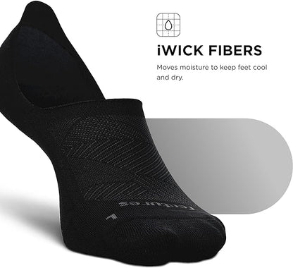 Feetures Elite Light Cushion Invisible Running Socks Unisex Black No Show Anti‑Slip