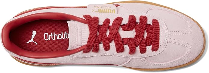 PUMA Women's Palermo Sneakers Rose Mauve/Dark Crimson - Retro Style, Suede Upper, Cushioned Comfort, Iconic Low-Profile Shoes