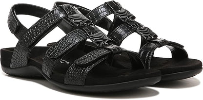 Vionic Amber Women's Orthotic Sandal – Black, Adjustable Straps, Arch Support, Comfort Fit