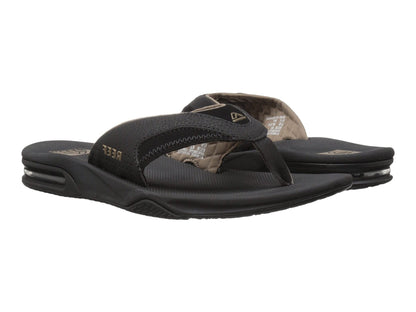 Reef Men's Leather Fanning Bottle Opener Sandals Black / Brown