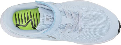 NIKE Boy's start runner 2 (psv) sneaker half Blue/ metallic sliver -volt