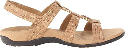 Vionic Women Rest Amber Adjustable Backstrap Sandal Ortho Arch Support Gold Cork