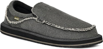 Sanuk Chiba Men's Loafers, Black Slip-On Shoes, Lightweight Comfort Foam Footbed, Casual Everyday Wear