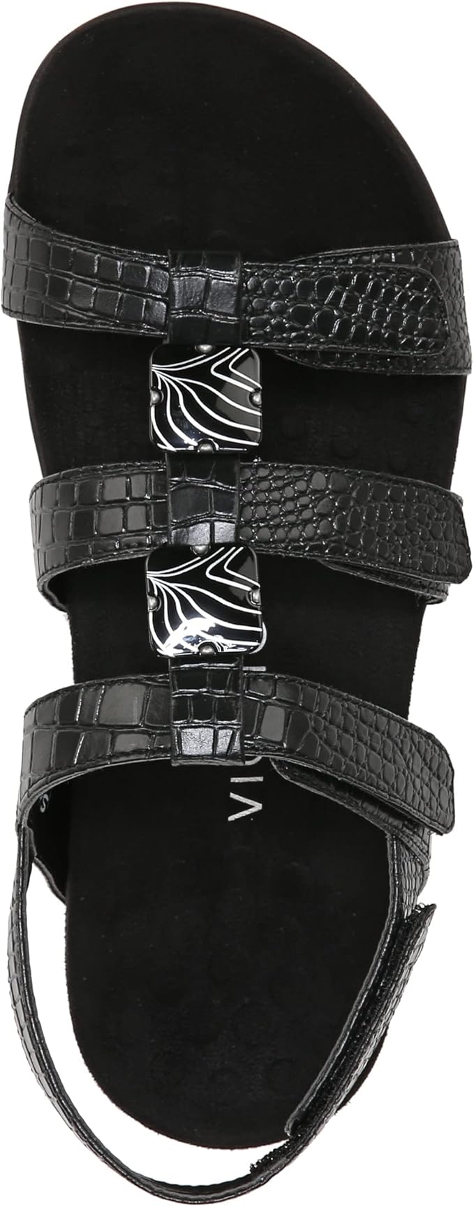 Vionic Amber Women's Orthotic Sandal – Black, Adjustable Straps, Arch Support, Comfort Fit