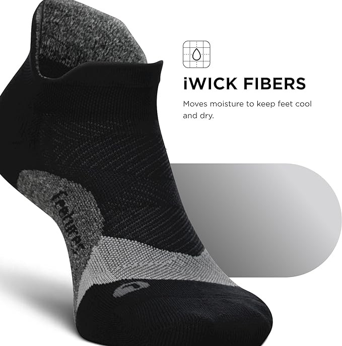 Feetures Elite Light Cushion No Show Tab Ankle Socks - Sport Sock with Targeted Compression