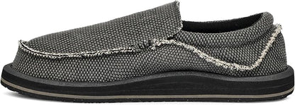 Sanuk Chiba Men's Loafers, Black Slip-On Shoes, Lightweight Comfort Foam Footbed, Casual Everyday Wear