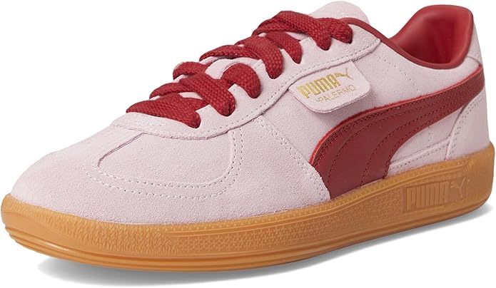 PUMA Women's Palermo Sneakers Rose Mauve/Dark Crimson - Retro Style, Suede Upper, Cushioned Comfort, Iconic Low-Profile Shoes