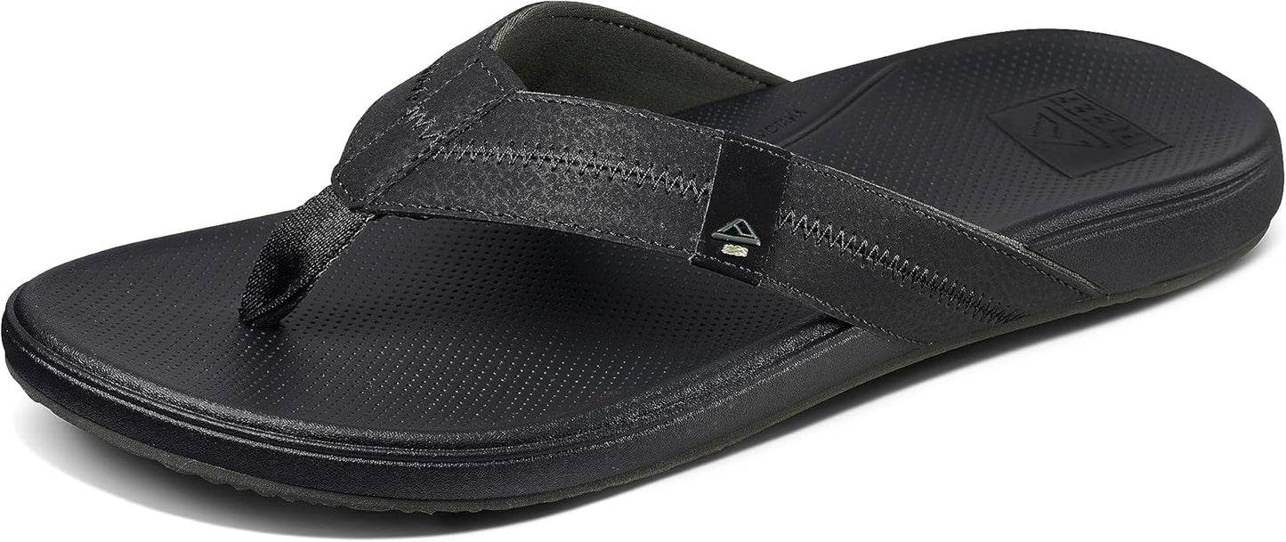 REEF Cushion Phantom 2.0 Men's Flip Flop Black - Ultra Soft Cushion Footbed, Water-Friendly Comfort Sandals with Arch Support