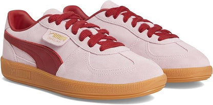 PUMA Women's Palermo Sneakers Rose Mauve/Dark Crimson - Retro Style, Suede Upper, Cushioned Comfort, Iconic Low-Profile Shoes