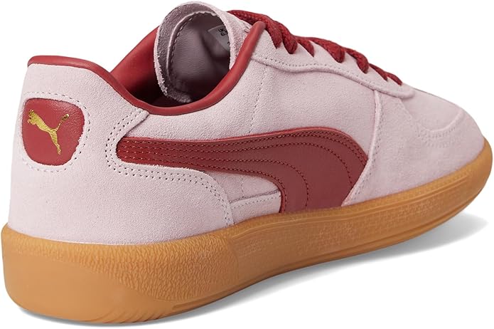 PUMA Women's Palermo Sneakers Rose Mauve/Dark Crimson - Retro Style, Suede Upper, Cushioned Comfort, Iconic Low-Profile Shoes