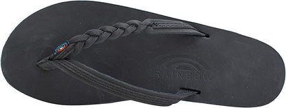 Rainbow Sandals Women’s Flirty Braidy Flip Flops Black | Premier Leather Braided Thong Sandals