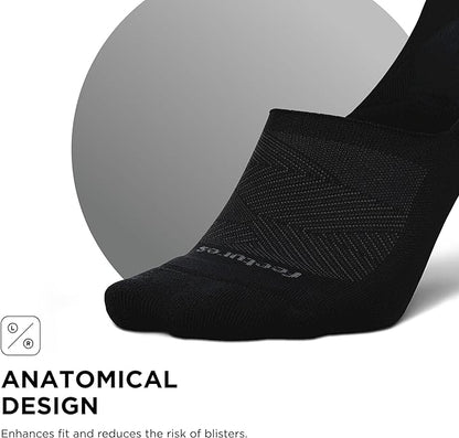 Feetures Elite Light Cushion Invisible Running Socks Unisex Black No Show Anti‑Slip