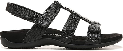 Vionic Amber Women's Orthotic Sandal – Black, Adjustable Straps, Arch Support, Comfort Fit