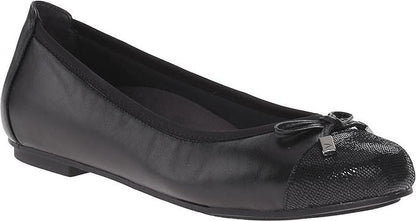 Vionic Women's Spark Minna Ballet Flat - Ladies Cap Toe Walking Flats with Concealed Orthotic Arch Support Black