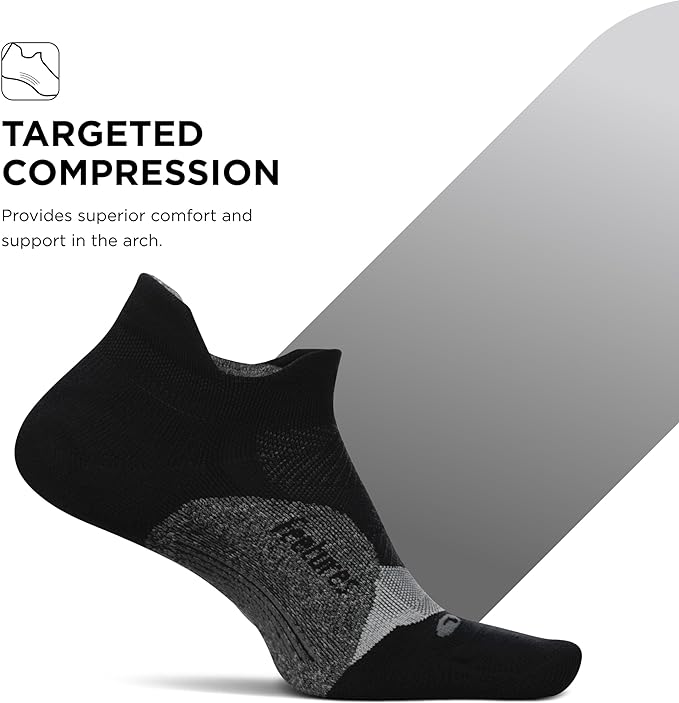 Feetures Elite Light Cushion No Show Tab Ankle Socks - Sport Sock with Targeted Compression