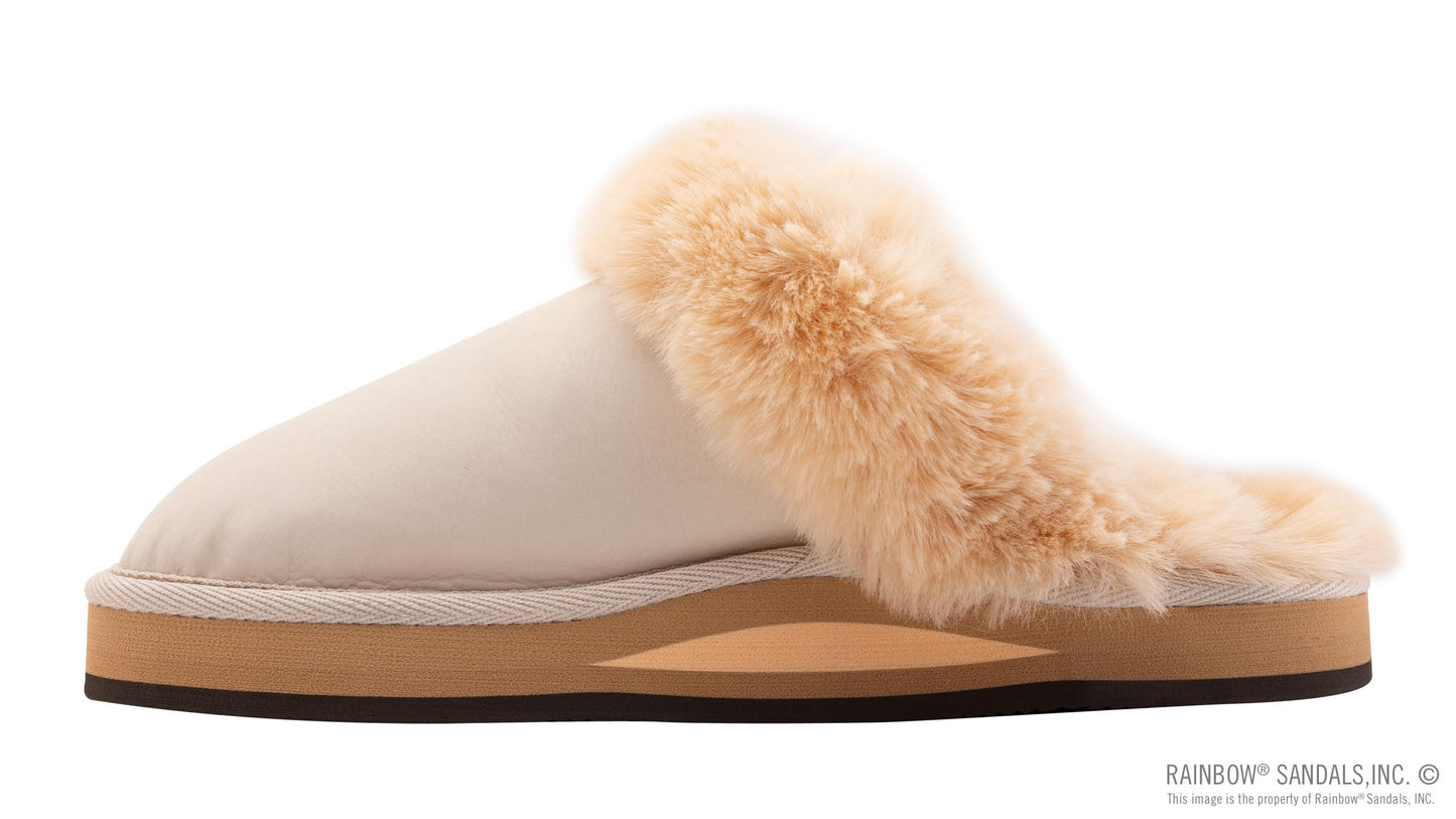 Rainbow Sunset Snugs – Women’s Premier Leather Fleece Slippers - Sand
