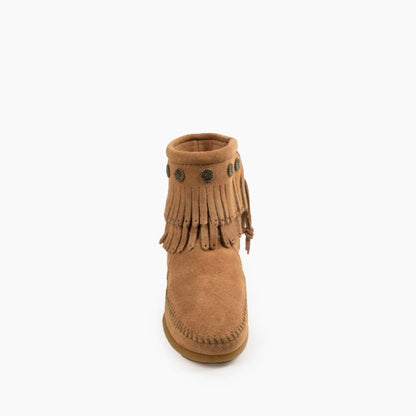 Minnetonka Double Fringe Side Zip Boot TAUPE 697T Women's Boot