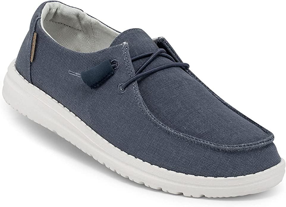 Hey Dude Wendy Chambray Navy White Women's Lightweight Shoes Slip On Casual