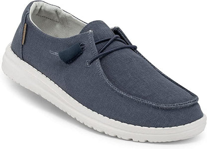 Hey Dude Wendy Chambray Navy White Women's Lightweight Shoes Slip On Casual