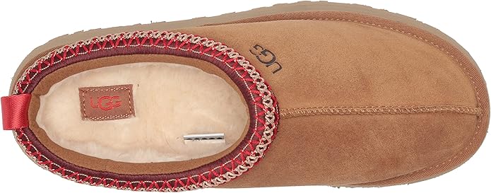 UGG Women's Tazz Slipper – Chestnut Suede Platform, UGG pure™ Wool Lining, Cozy Indoor/Outdoor Comfort