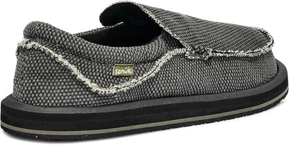 Sanuk Chiba Men's Loafers, Black Slip-On Shoes, Lightweight Comfort Foam Footbed, Casual Everyday Wear