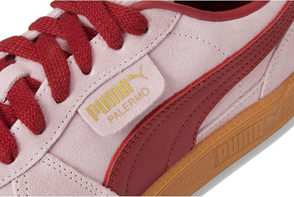 PUMA Women's Palermo Sneakers Rose Mauve/Dark Crimson - Retro Style, Suede Upper, Cushioned Comfort, Iconic Low-Profile Shoes