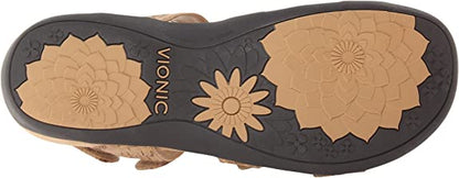 Vionic Women Rest Amber Adjustable Backstrap Sandal Ortho Arch Support Gold Cork