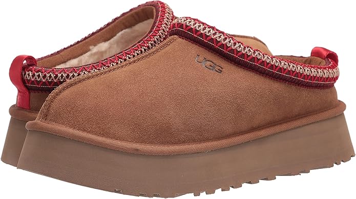 UGG Women's Tazz Slipper – Chestnut Suede Platform, UGG pure™ Wool Lining, Cozy Indoor/Outdoor Comfort
