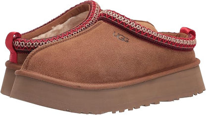 UGG Women's Tazz Slipper – Chestnut Suede Platform, UGG pure™ Wool Lining, Cozy Indoor/Outdoor Comfort