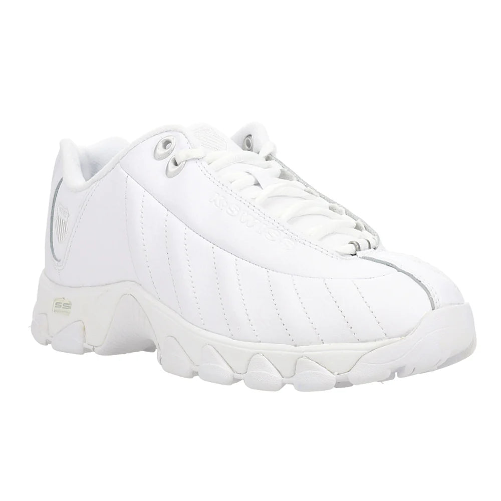 K-Swiss Women’s ST329 CMF Sneakers White/Silver | Leather Cushioned Comfort Tennis Shoes 93991-157