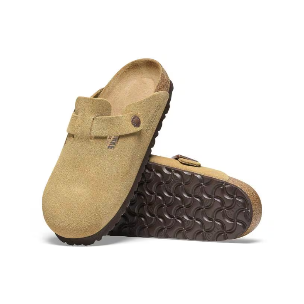 Birkenstock Boston BS Suede Unisex Sandals - Latte Cream