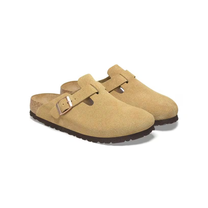Birkenstock Boston BS Suede Unisex Sandals - Latte Cream