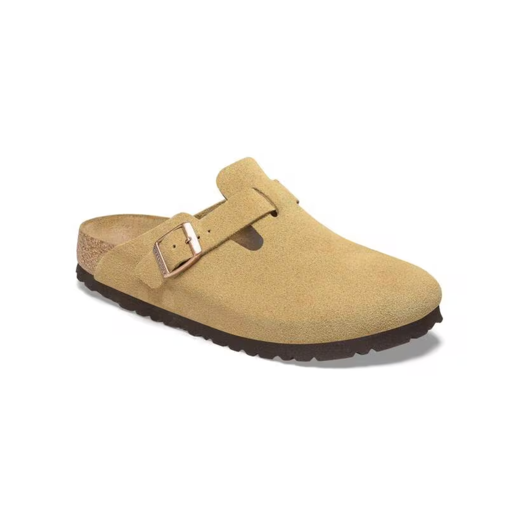 Birkenstock Boston BS Suede Unisex Sandals - Latte Cream