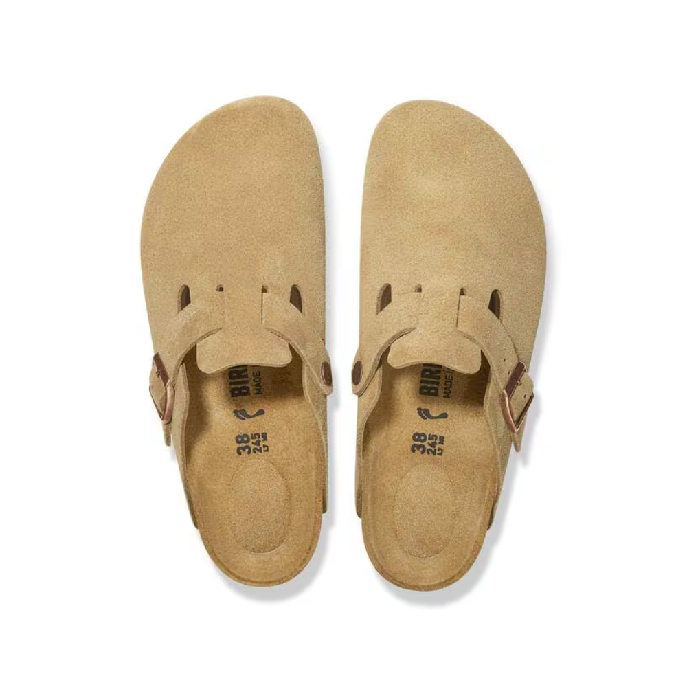 Birkenstock Boston BS Suede Unisex Sandals - Latte Cream
